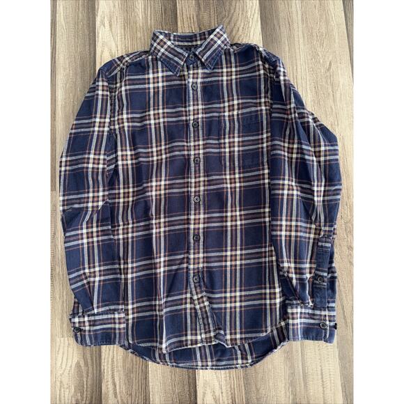 Uniqlo Plaid Flannel Button Up Navy Blue Small - Picture 1 of 3